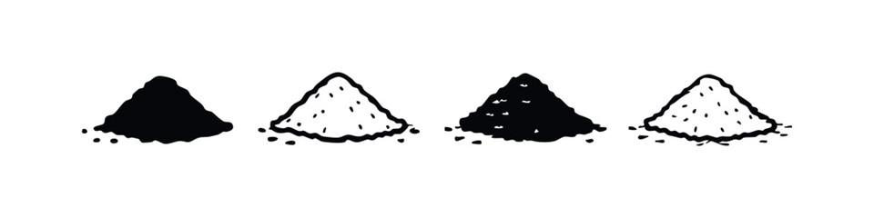 Obraz premium Pile of Powder or Spice Icons Set in Black and White Doodle Style