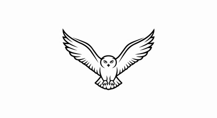 Obraz premium Minimalist line art illustration of an owl with wings spread wide