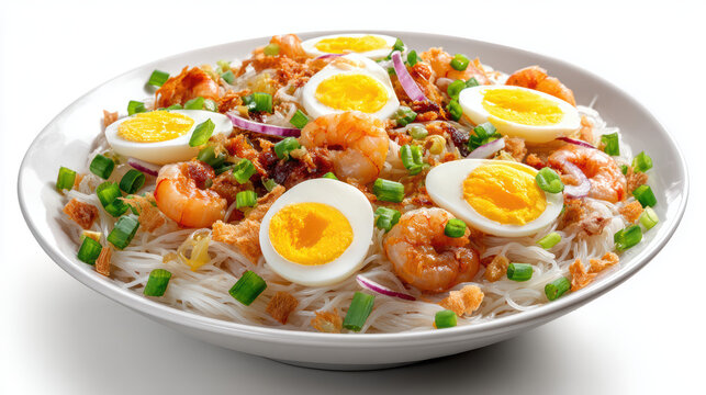 delicious filipino palabok rice noodles with shrimp