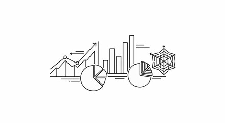 Obraz premium Stylized graphic collection of charts, graphs, and data visualization