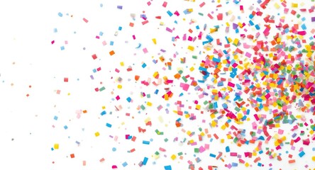 Obraz premium Colorful confetti burst on a clean white background abstract design