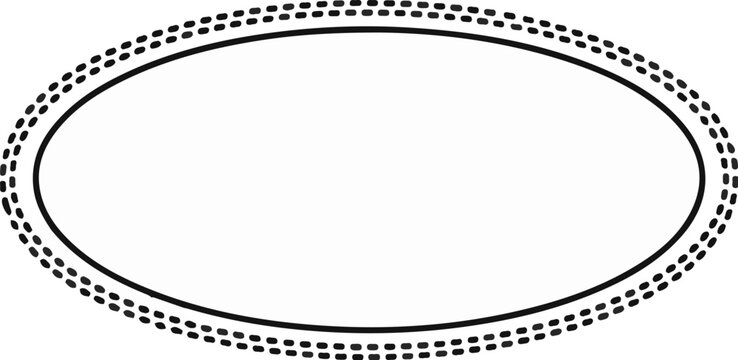 Oval shape with double dotted outline and solid inner border on white background