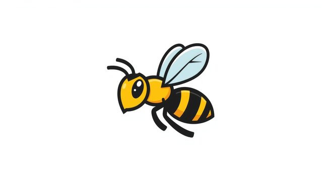 Dynamic cartoon wasp icon showcasing buzzing action in a minimalist white setting