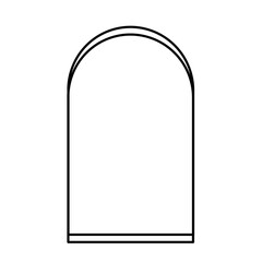 Black Minimal Arch Frame Outline. Modern Black Aesthetic Background.