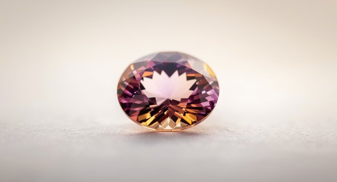 Striking bi color ametrine gem with rich amethyst and warm citrine