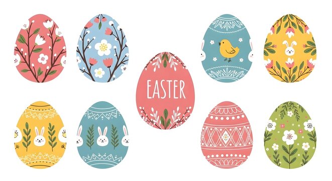 Colourful Vector Clip Art Spring Egg Collection