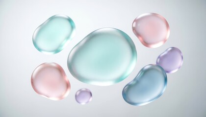 Abstract Water Droplets in Pastel Colors with Subtle Glow