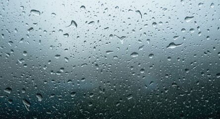 Calming rain drops forming abstract designs on a fogged glass window