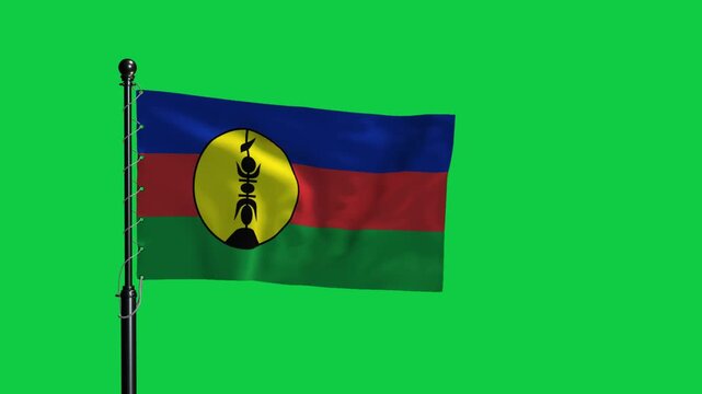 Caledonia Flag Waving Loop Animation Green Screen 4K