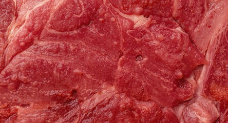 Close up detailed raw beef surface texture with natural grain