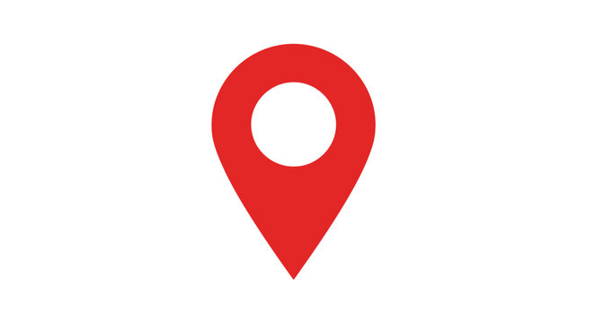 Red Location Pin Icon Symbol.