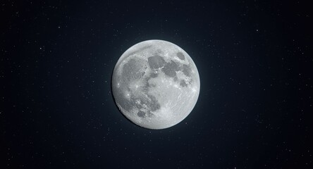 Naklejka premium Animated 3D moon shining brightly against a starry night background
