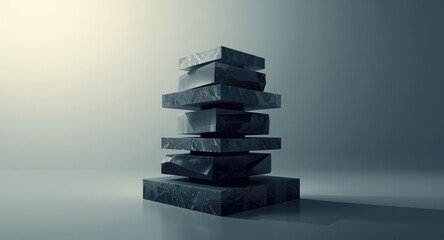 Balanced geometric abstract artwork featuring multiple planes