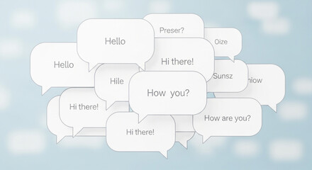 Collection of speech bubbles with greetings and questions. © cici caesar