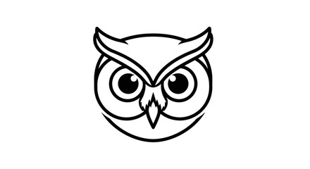 Obraz premium Simple Black and White Owl Illustration.