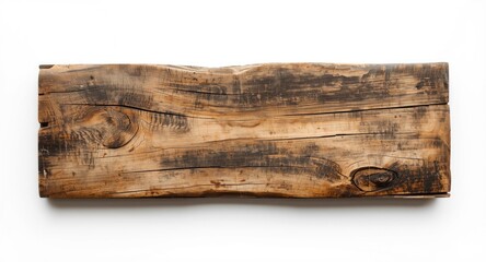 Fototapeta premium Detailed wooden sign with weathered texture displayed on a spotless white backdrop
