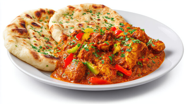 delicious chicken balti with naan bread