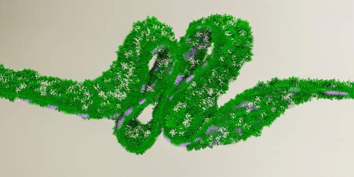 3D botanical abstract surface with lush grass and floral texture