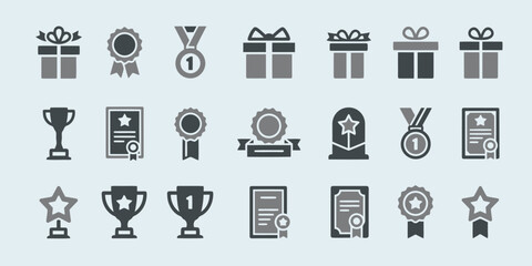 Fototapeta premium Collection of Awards and Trophies Icons in Various Designs and Shapes