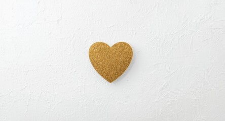 Fototapeta premium Elegant gold glitter heart sparkling atop simple white plaster background