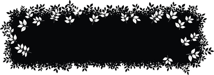 Floral leaves border silhouette decorative frame with botanical foliage isolated vector design element for invitation greeting card background © Heyy