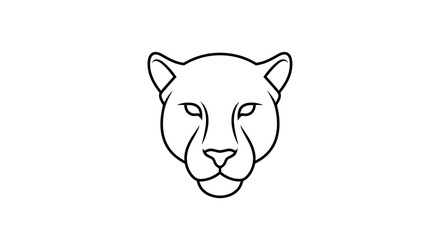 Naklejka premium Simple Black Line Drawing of a Panther Head.