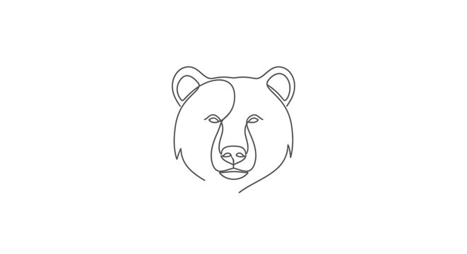 Simple Line Drawing of Bear Head.