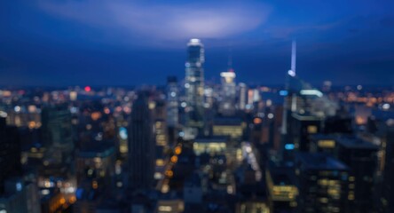 Fototapeta premium Abstract blurred cityscape with modern skyscrapers and skyline silhouette
