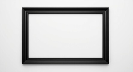 Classic black frame mounted on smooth white background with soft lighting ambiance