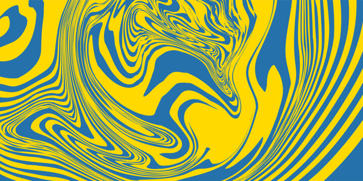 Blue and yellow paint marble effect background. Abstract fluid background in Ukrain flag colors.