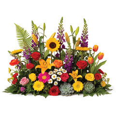 Obraz premium Colorful Flower Arrangement with Sunflower on White Background