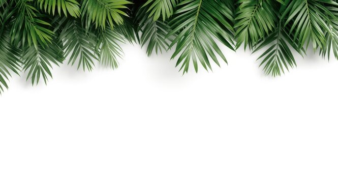 Dense jungle foliage on minimalistic white background featuring clipping path