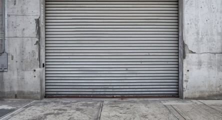 Exterior concrete surface on ground floor with a large shutter door