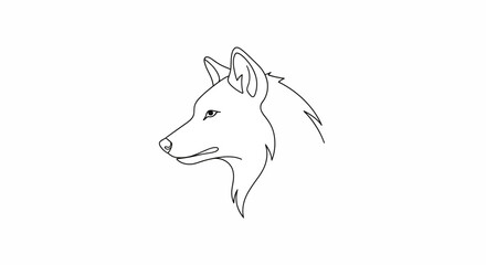 Fototapeta premium Simple Line Drawing of Wolf Head Profile.