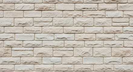 Obraz premium Texture of a light beige brick wall with visible mortar and rough surface