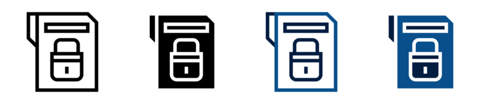 Iconos de archivo seguro. Carpeta con candado, protecci&oacute;n de documentos, almacenamiento protegido, seguridad de informaci&oacute;n, gesti&oacute;n de archivos. Ilustraci&oacute;n vectorial