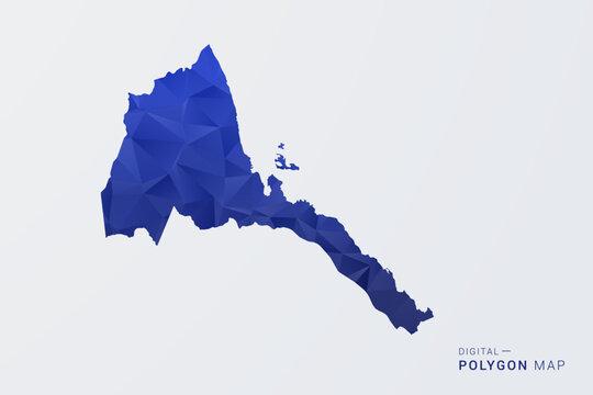Eritrea Map - Polygon Style Vector Illustration in Deep Blue Gradient, Low Poly Geometric Design, Clean Silhouette Isolated on White Background for Infographics.
