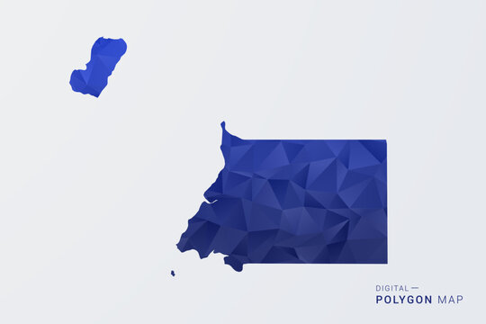 Equatorial Guinea Map - Polygon Style Vector Illustration in Deep Blue Gradient, Low Poly Geometric Design, Clean Silhouette Isolated on White Background for Infographics.