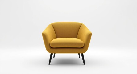 Fototapeta premium Contemporary yellow textile armchair displayed on a clean white backdrop