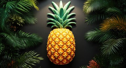 Fototapeta premium animated pineapple graphic with vivid jungle accents