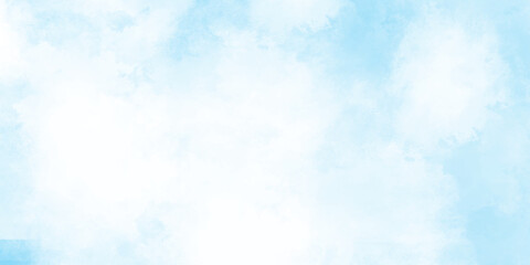 Obraz premium Bright painted sky blue w Aquarellclouds on bluee painted textured canvas designatercolorThis watercolor design with watercolor texture on white background . background, Abstract blue sky with clouds,