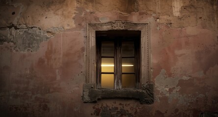 Fototapeta premium Antique building section with one window highlighting old world charm