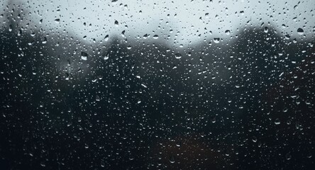 Obraz premium Dark rainy window overlay backdrop with scattered water droplets autumn weather