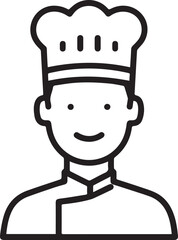 Obraz premium Hand Drawn Man as Chef Black and White Avatar Illustration in Minimal Line Art Style Design