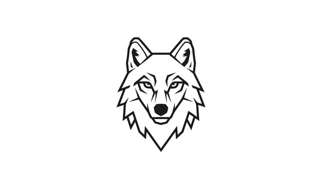 Wolf head illustration in black lines.