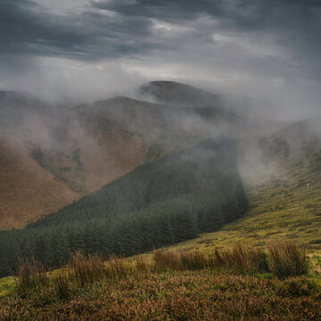 misty mountain view in Scotland