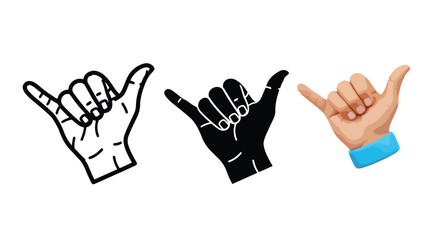 Fototapeta premium Shaka Hand Sign Icons - Clipart, logo template - Vector icon set - Glyph and solid icon set - Icon vector - Flat Design Icon - line icon set - Silhouette icon - Logo vector