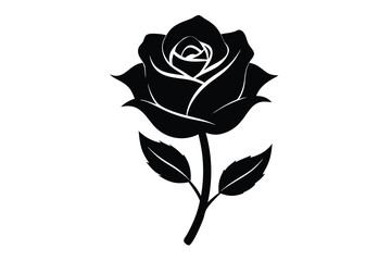 Rose, Black Floral Silhouette