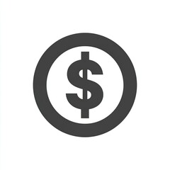 Fototapeta premium Gray dollar sign inside a dark gray circle on a white background