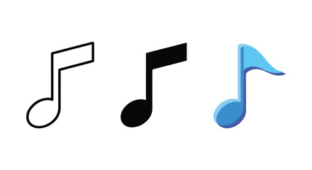 Music note icons set minimalist design vector - Clipart, logo template - Vector icon set - Glyph and solid icon set - Icon vector - Flat Design Icon - line icon set - Silhouette icon - Logo vector